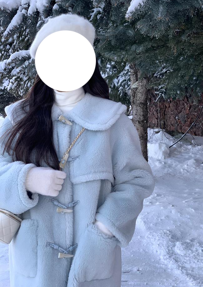 하늘색코트 테디 양털 퍼코트 떡볶이코트 블루 겨울아우터 아우터 코트 - 상품 이미지