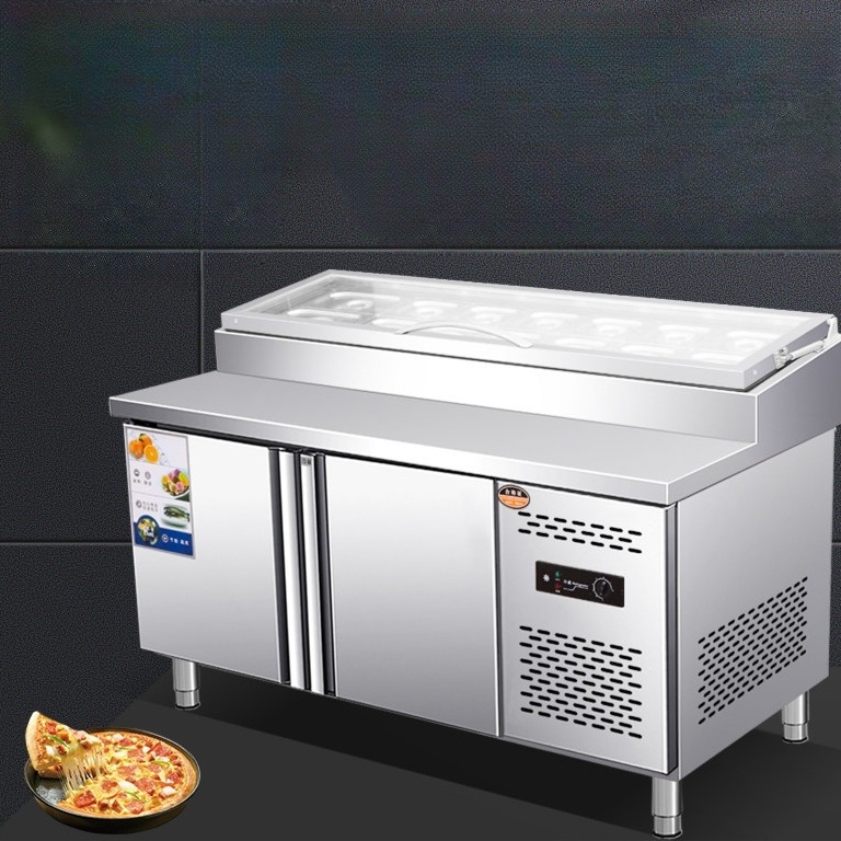 김밥 냉장고 재료 업소용 대형 스테인리스 신선냉장보관 투명덮개 조리작업대 하부수납 - 상세 이미지 3