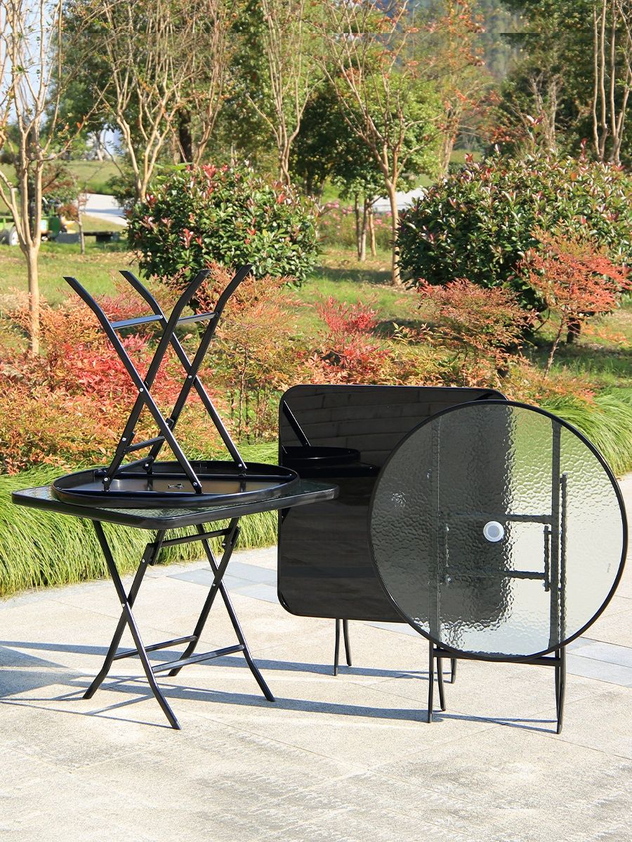 야외용 테이블 파라솔 라탄 테라스 발코니 정원 조립식 60 워터 패턴 접이식 원형 구멍있음 - 상세 이미지 3