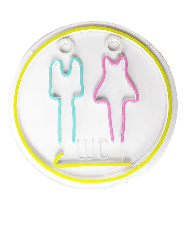 화장실 안내판 정사각 TOILET 푯말 디자인 문패 창의적인 화장실 45 x 22cm 5V USB보조배터리호환 - 상세 이미지 5