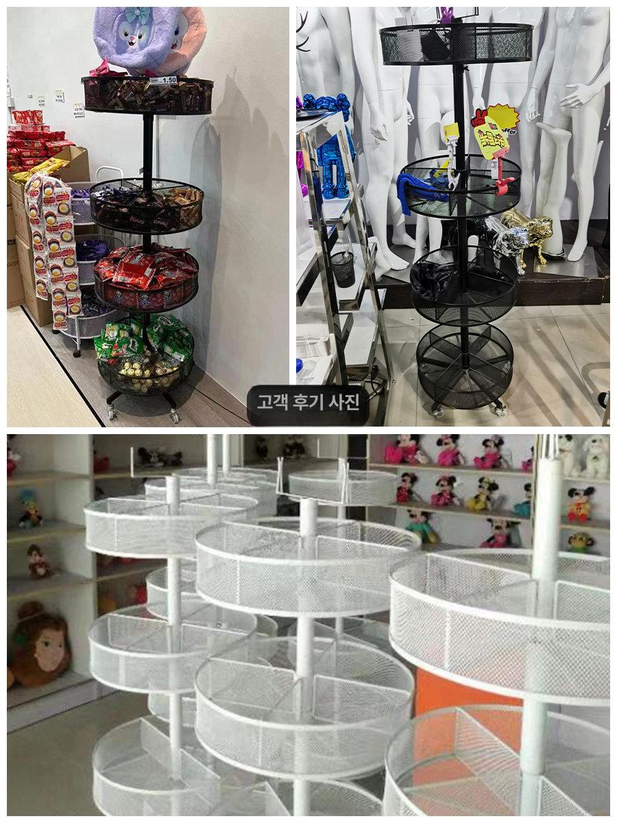 철제 3단 회전 진열대 판매대 매장진열 액세서리 블랙 - 상세 이미지 3