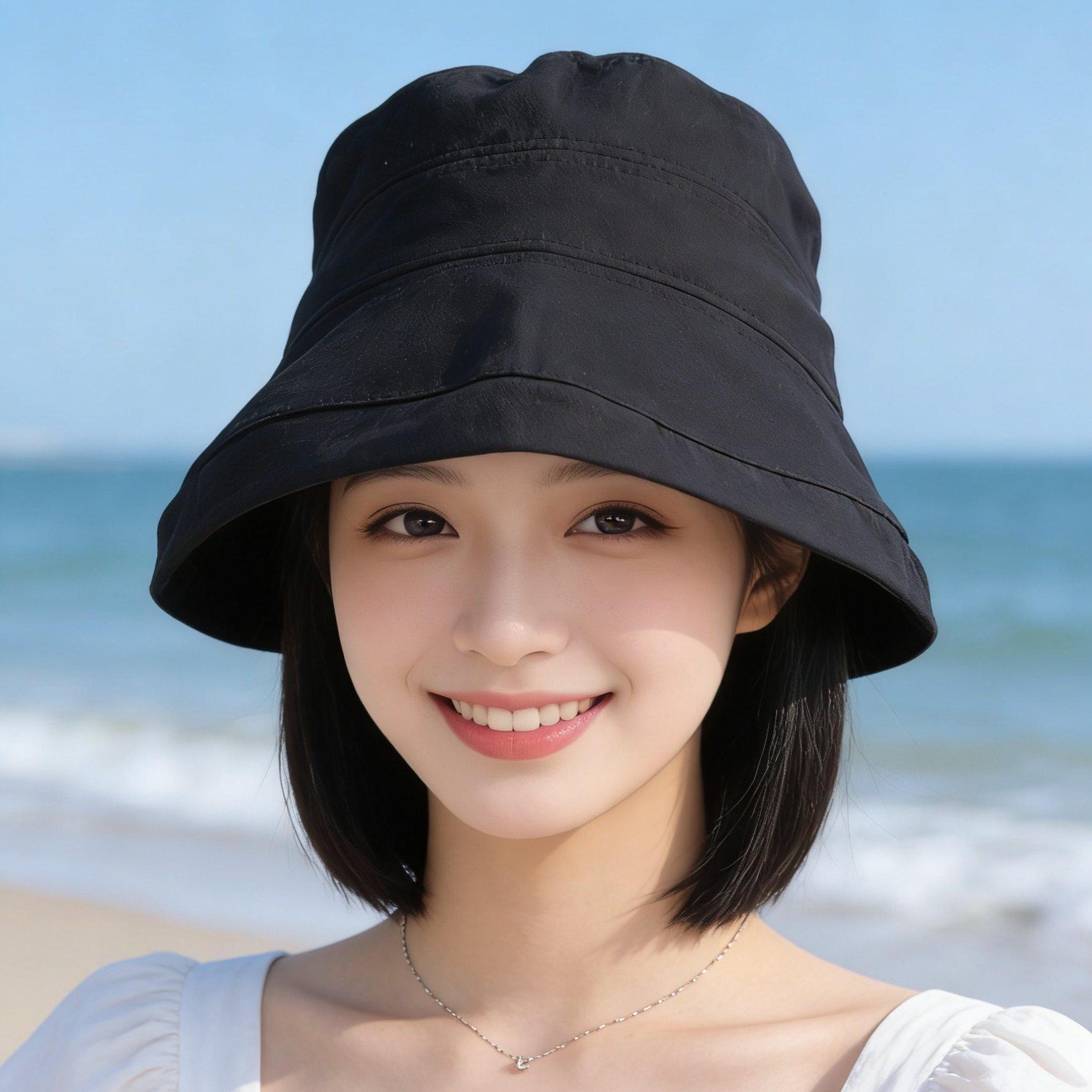 가발달린모자 항암모자 가발 분리형 여름용 얇은 햇빛 차단 패션 베이지+블랙+무료 헤어 네트 앞머리 없음 이미지 6