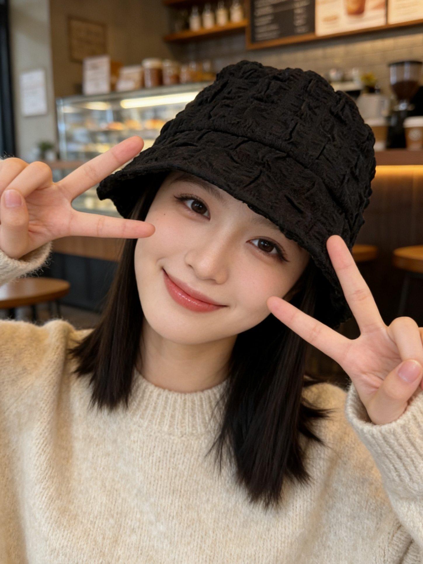 가발달린모자 여성용 분리형 항암가발 항암모자 블랙+쿨브라운 프렌치 롤+헤어 네트 포함 - 상세 이미지 4