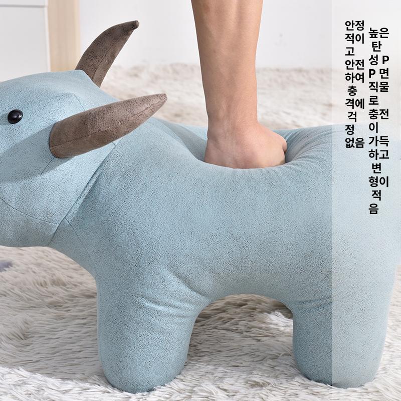 팬더 의자 애니멀 홈테코 모양 인형 스툴 낮은 보조 럭키 엘리펀트 루이 민트그린 - 상세 이미지 5