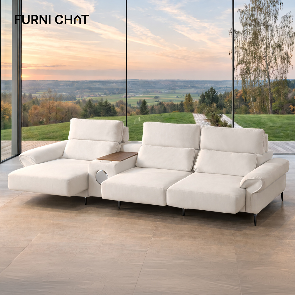 퍼니챗 몬스터 4인용 패브릭 리클라이너 소파 이지클린 독일오킨모터 슬라이딩 무빙 모션