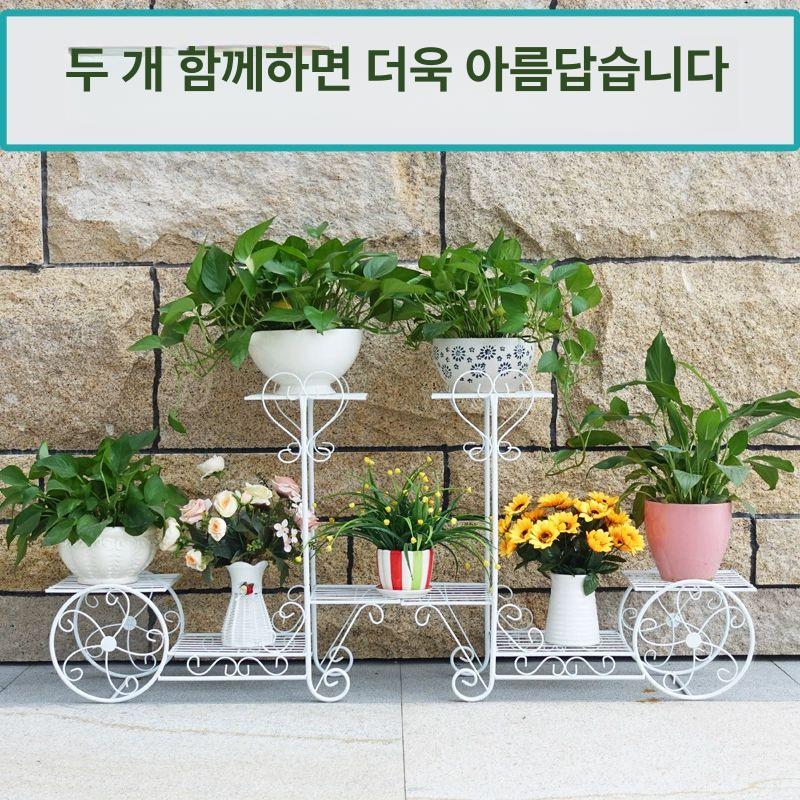 철제 화분 진열대 식물 꽃마차 정리대 다육이 거실 블랙 다층 6-10개 화분용 6개 - 상세 이미지 5