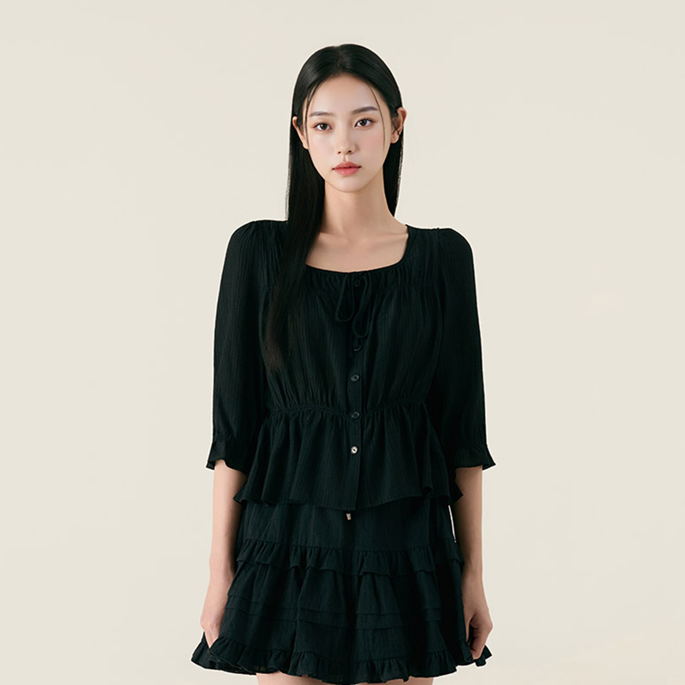 로엠 7부 소매 코튼 블라우스 RMBLG24R15 이미지 2
