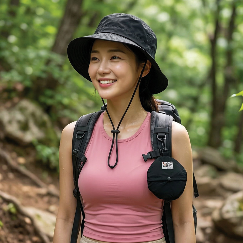 남자버킷햇 여성벙거지모자 브라운햇 사파리 휴양지모자 블랙, one size - 상품 이미지