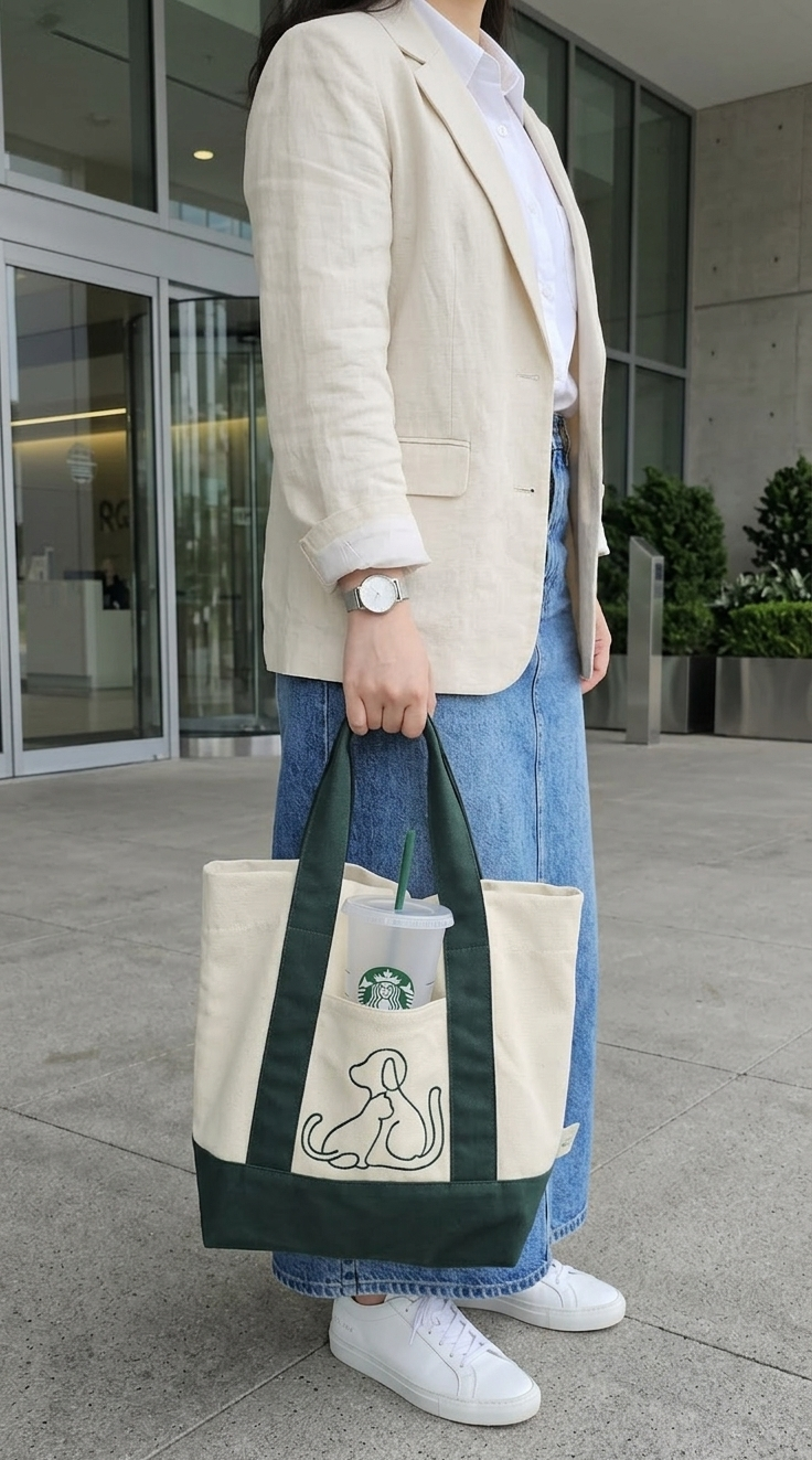 아뮤어스 강아지 산책 가방 캔버스 수납 데일리 에코 토트백 국내 개발 생산 이미지 8