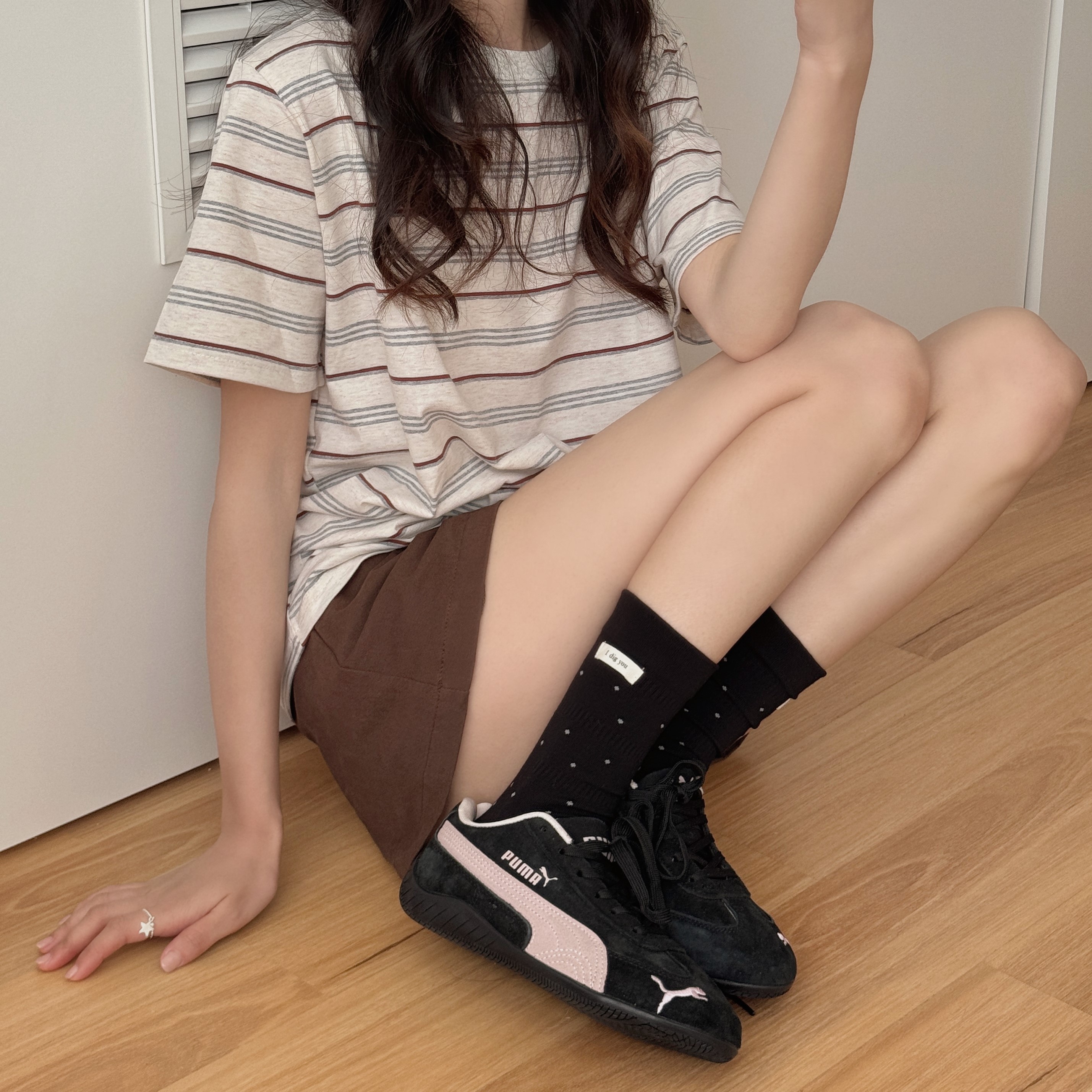 여성 도트 면양말 데일리 컬러 와펜 - 상세 이미지 2