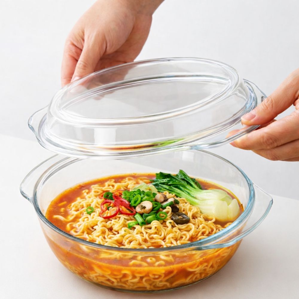 전자렌지찜기유리 전자렌지용라면용기 국그룻 파스타쿠커 1L - 상품 이미지