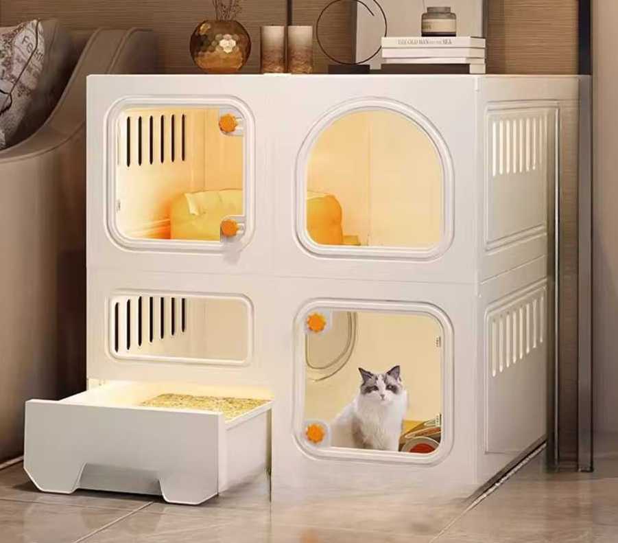 고양이 아파트 케이지 반려동물 호텔 보호 분리 하우스 71x46.5x71 - 상품 이미지