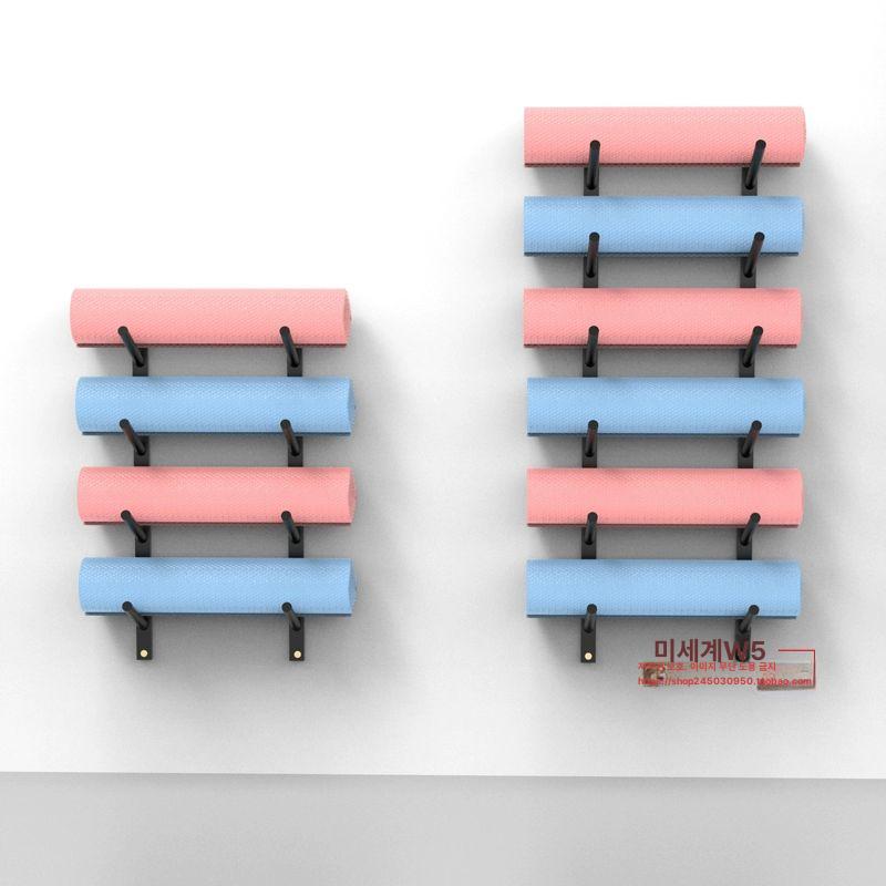벽걸이 폼롤러 거치대 정리대 선반 검정 흰색 요가매트 블랙 5단 85cm 1쌍 - 상세 이미지 4