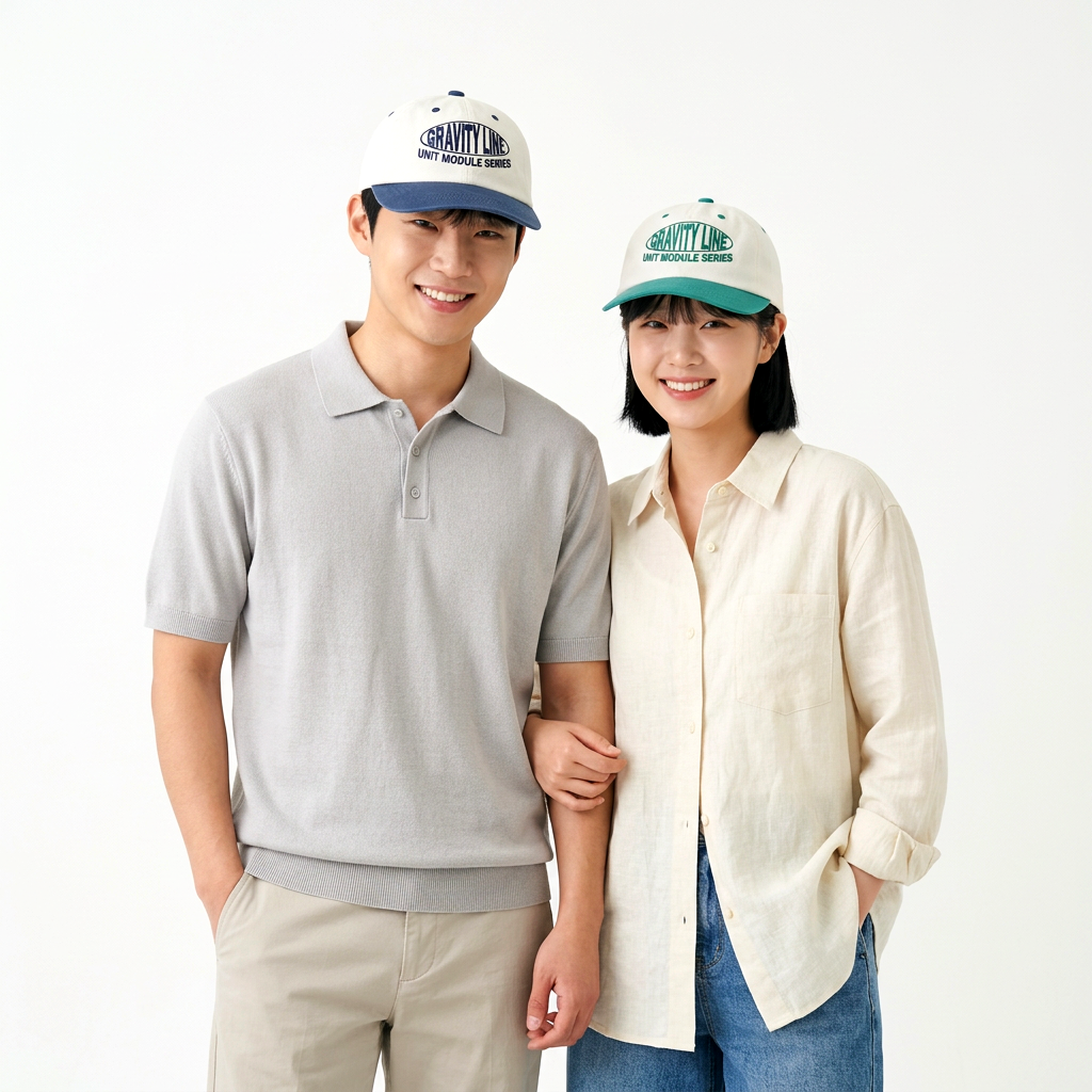 그래비티 배색 자수 워싱 스트릿 남자 볼캡 여자 캡모자 야구모자 - 상품 이미지