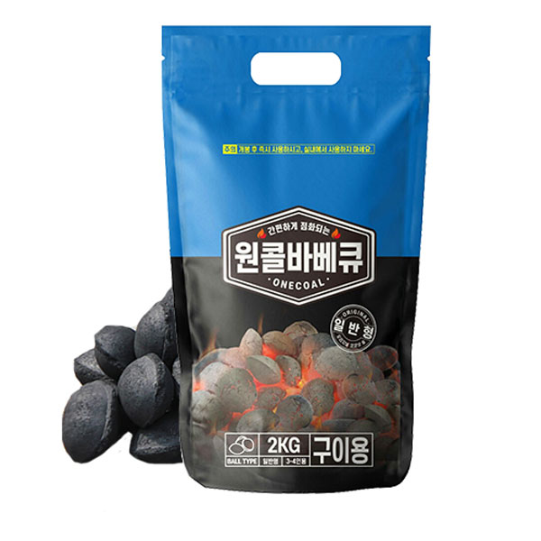 꾸버스 원콜 오리지널 야자숯 바베큐 숯 캠핑 구이용 2kg, 1개