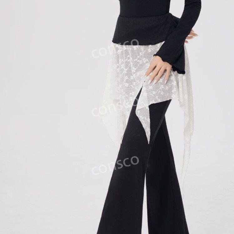 성인 발레복 폴드 오버 부츠컷 팬츠 무용복 연습복 - 상세 이미지 2