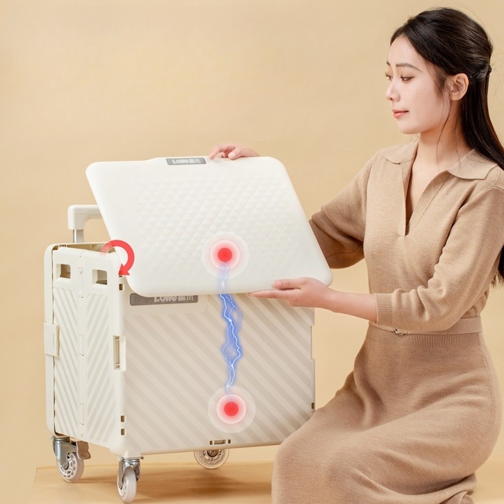 접이식 카트박스 폴딩박스 대용량 플라스틱 재질 계단오르기바퀴 장바구니 캐리어 손수레 마트 - 상세 이미지 2