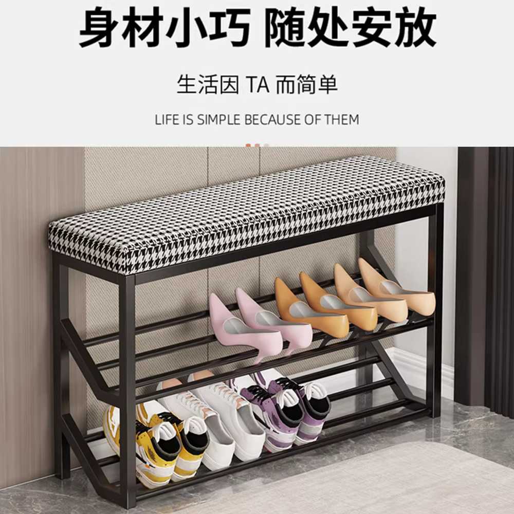 미니 벤치 신발장 슈벤치 슬림 신발장 의자 원룸 미니 100x20x48cm/블랙프레임+천조직 린넨 - 상세 이미지 2