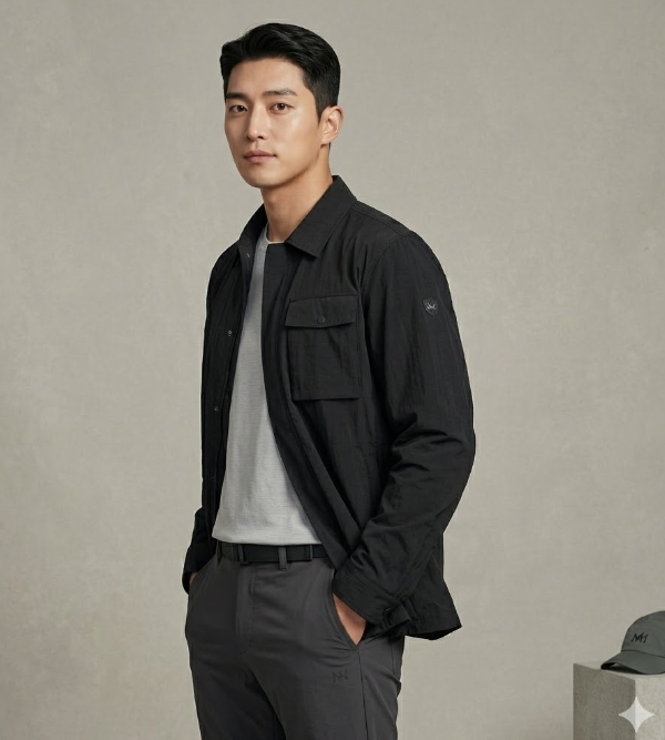 밀레 남성 여름 일상룩 미니포켓 셔츠형 경량 바람막이 자켓 - 상세 이미지 4
