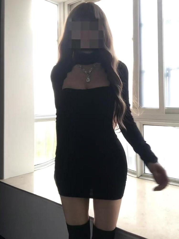 홀터넥 섹시 미니 원피스 클럽의상 - 상세 이미지 3