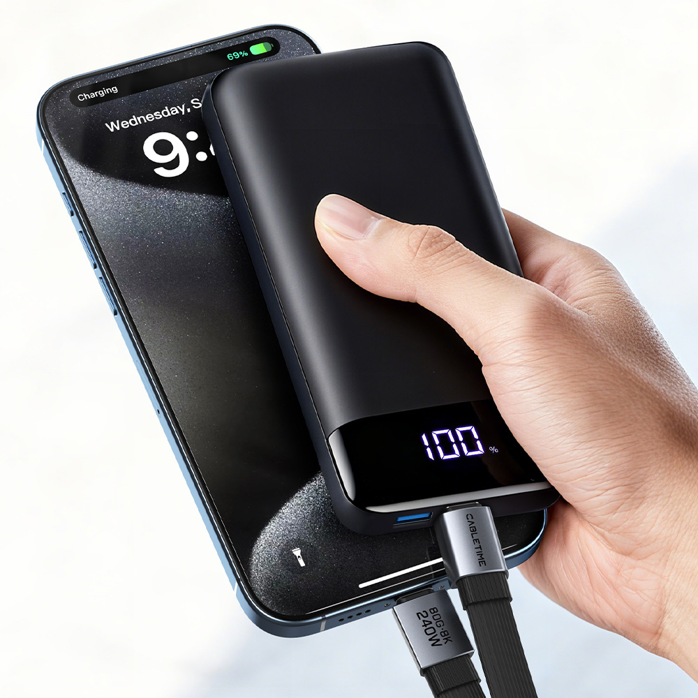 케이블타임 USB4 V2.0 8K 80Gbps 240W C to C타입 플랫 고속 충전 케이블 CU45S 썬더볼트 5 4 3 호환 - 상세 이미지 2