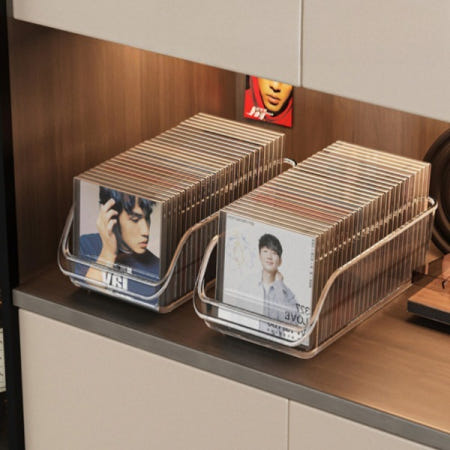 [해외]CD 케이스 보관함 데스크탑 LP 레코드 앨범 정리함