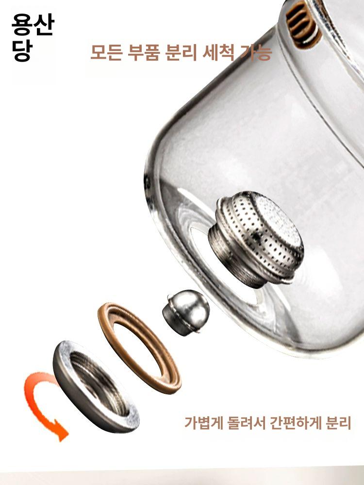 내열유리 나무무늬 티메이커 차 우리기 접이식 티팟 모조 호두나무결 자석 유리 컵 720ml - 상세 이미지 4