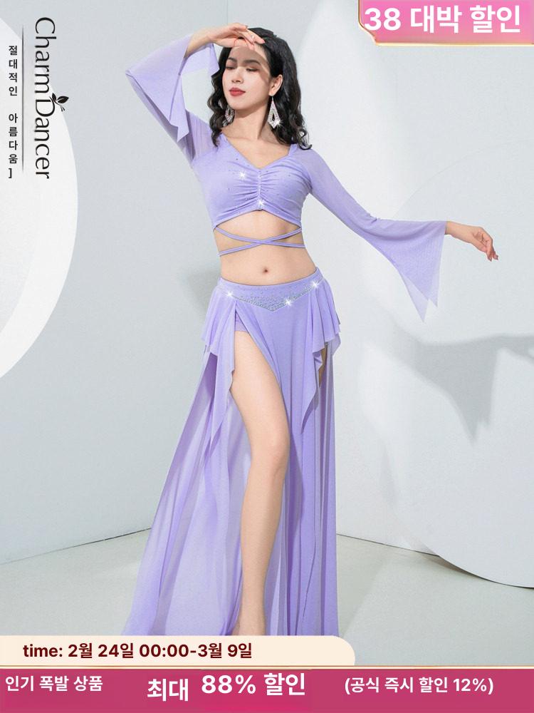 밸리댄스복 벨리댄스의상 롱스커트 라인 상의 로즈핑크 M - 상세 이미지 3