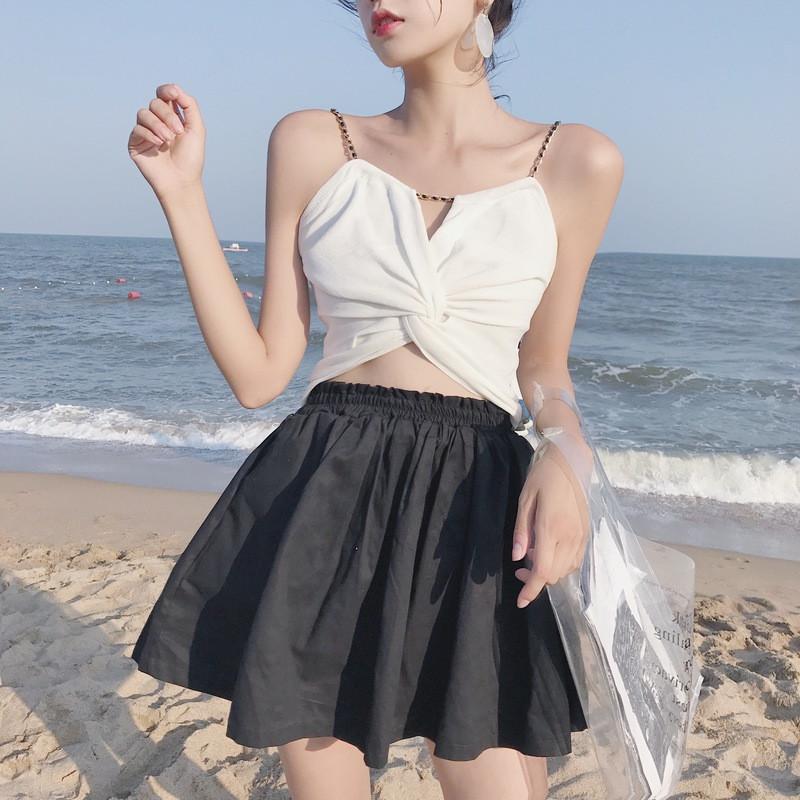꼬임 체인 개성 끈 나시 슬림핏 크롭탑 - 상세 이미지 5