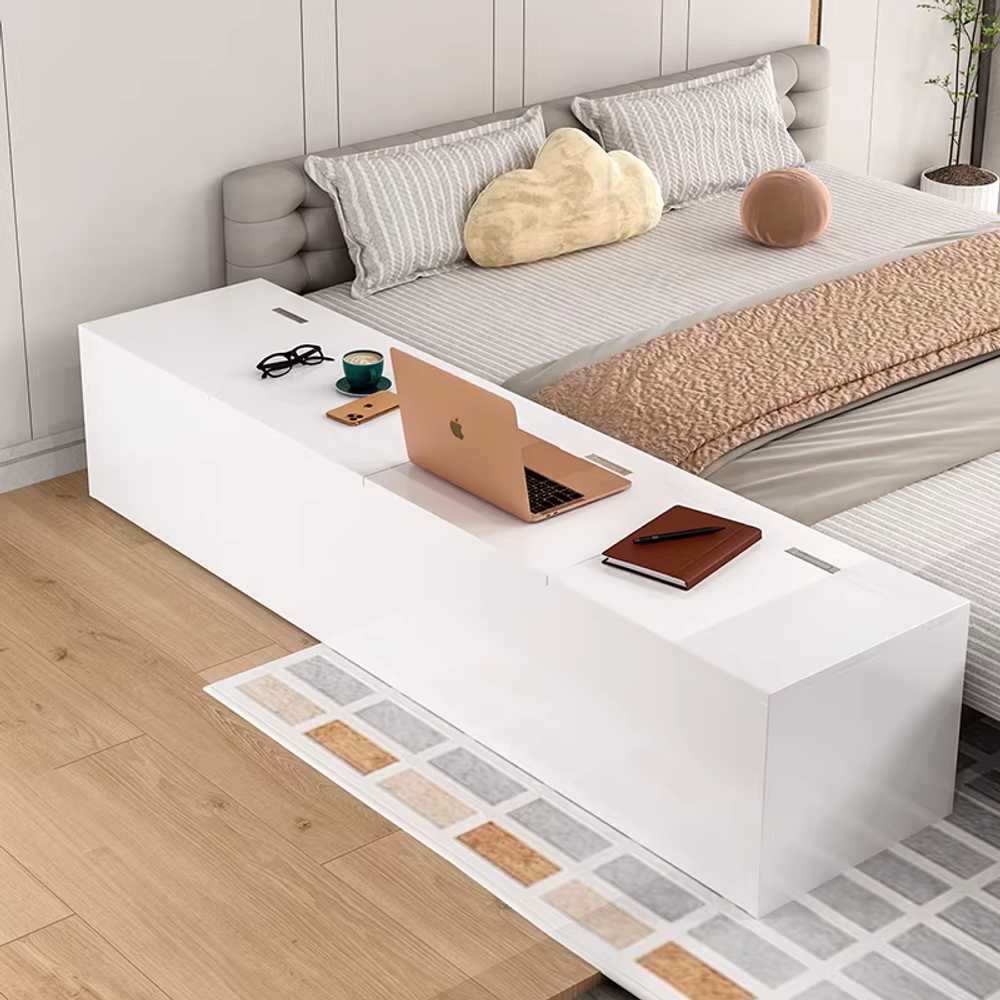 침대 틈새장 다용도 원목 침대헤드 안방 수납장 공간 100x25x40cm 2짝 2칸 / 합판 - 상세 이미지 4