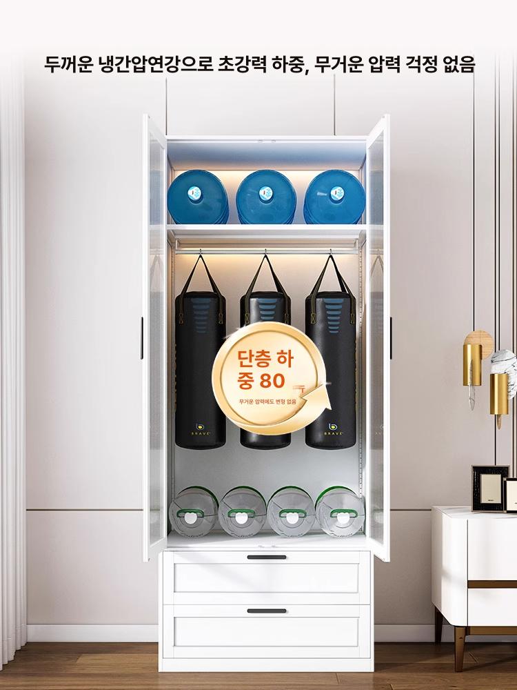 틈새장 키큰장 옷장 2000mm 베란다 드레스룸 옷방 120x너비 삼중문 - 상세 이미지 5