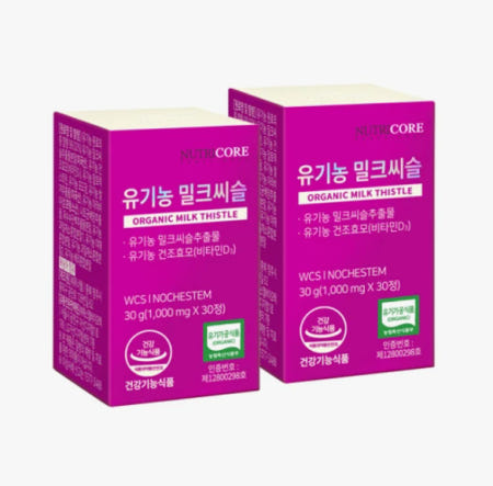 뉴트리코어 유기농 밀크씨슬 1000mg 30정 2개