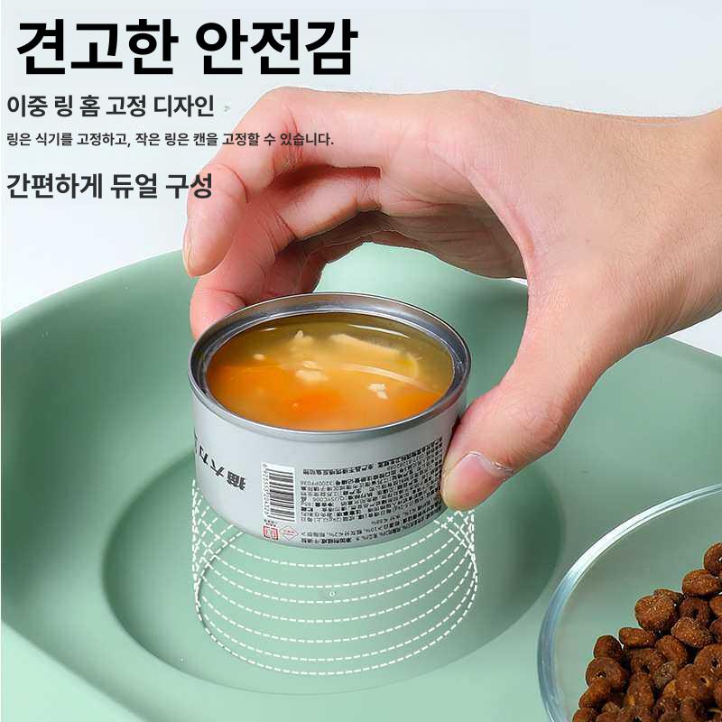 강아지밥그릇 고양이밥그릇 세트 애견식기 원목 식기 유리 물그릇 사료 - 상세 이미지 3