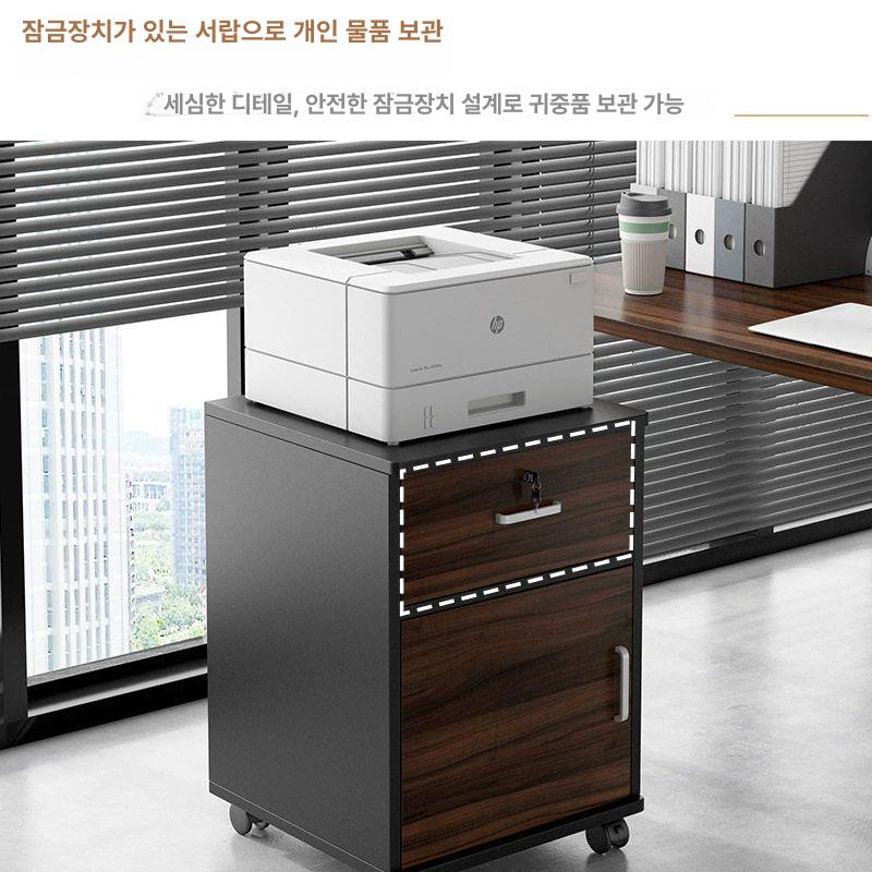 프린터 수납장 이동식 컴퓨터 앵글 가구 정리 거치 1문 2칸 체리우드 80x36x56 - 상세 이미지 3