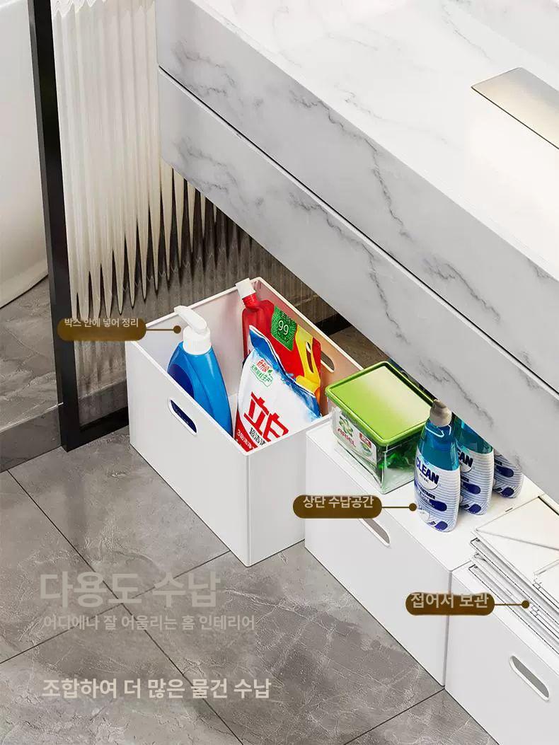 펜트리 수납함 인테리어 캐비닛 뚜껑형 상자 선반용 옷장 접이식 낮은뚜껑미포함S 1개 - 상세 이미지 3