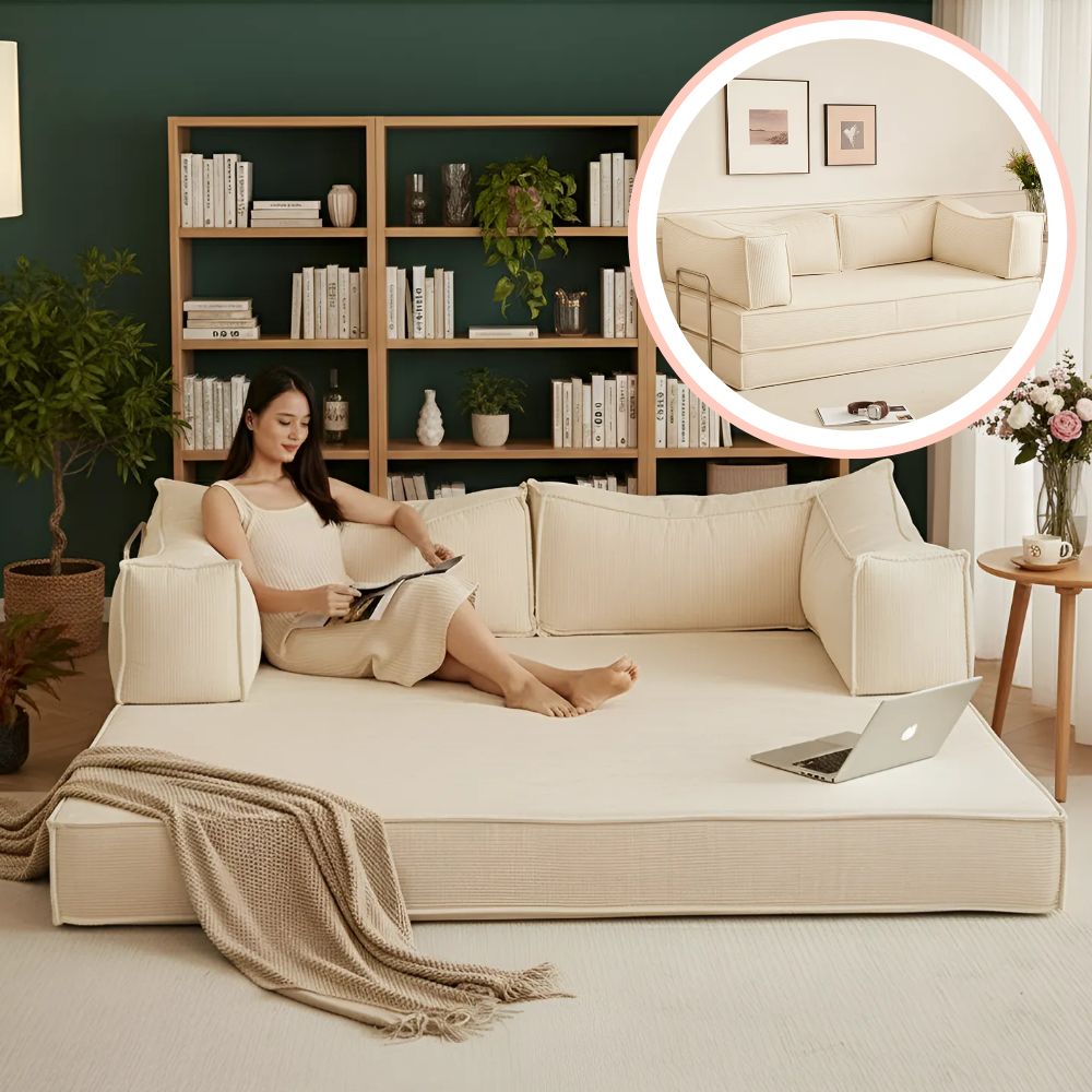 벨르라움 모듈형 구스다운 코듀로이 1인용 3인용 4인용 소파 쇼파 침대 접이식 소파베드 - 상품 이미지