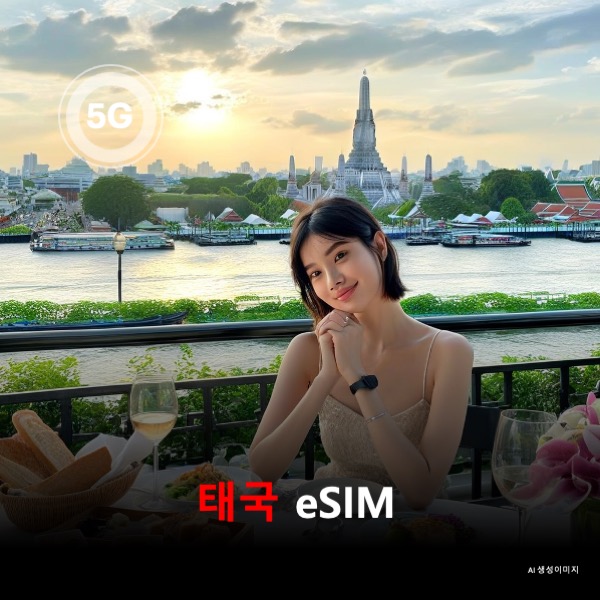[통큰무제한] 태국 이심 eSIM 데이터 전용 매일 5Gbyte 초고속 이후 1Mbps 고속 무제한 이심통 - 상품 이미지