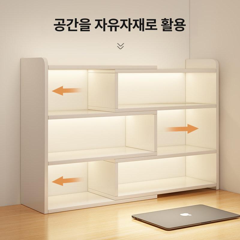 원목 넓은책선반 슬라이딩 진열장 책꽂이 책장 인테리어 복지판 웜화이트 3칸 60-120cm - 상세 이미지 2