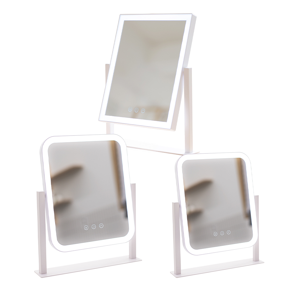 비욘드퍼니싱 무선 LED 조명 탁상용 화장 거울 라운드 화장대 스탠드