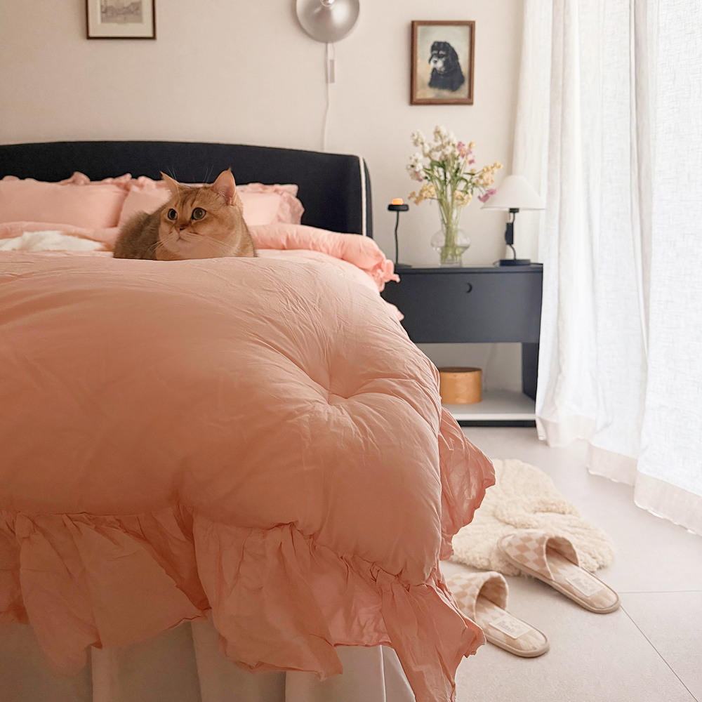 부드러운 60수 아사 순면 프릴이불 국내제작 사계절 항균 프렌치 멜로우 차렵이불 SS