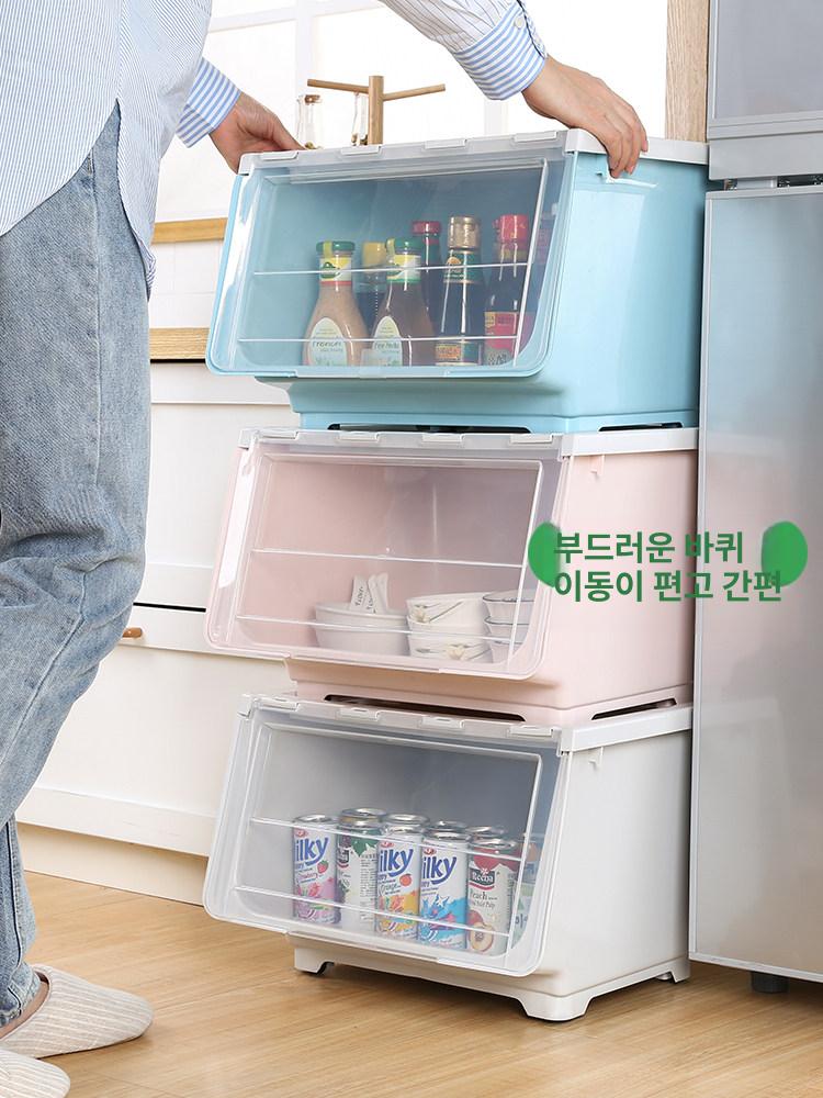 플라스틱 서랍장 플랩 장난감수납함 투명 수납함 특대형 노르딕 그린 36L 가성비 경사 개방형 박스 (2개 세트) - 상세 이미지 5