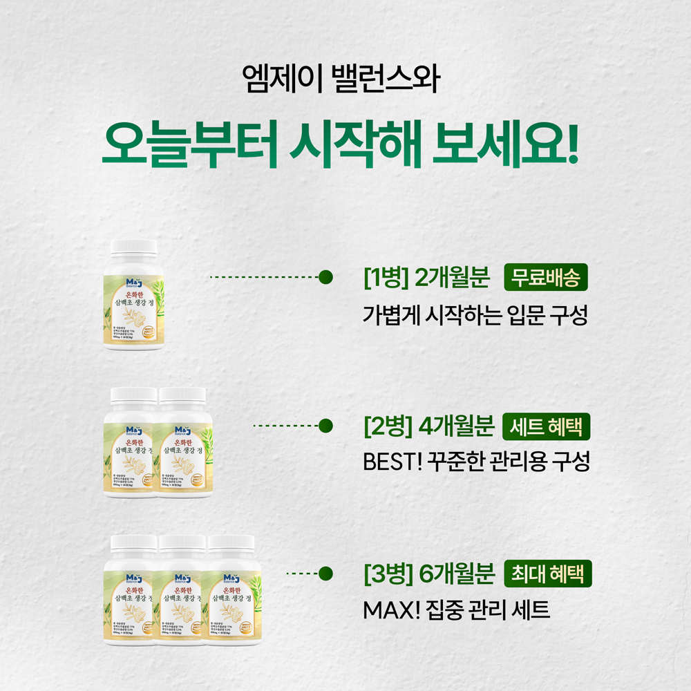엠제이 밸런스 온화한 삼백초 생강 정 추출물 60정 이미지 3