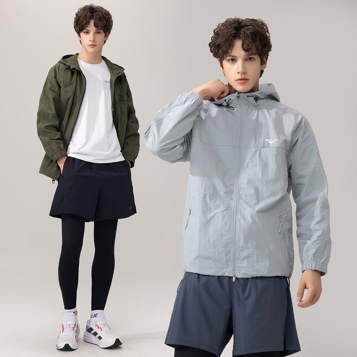 에버라스트 남자 조깅복 세트 바람막이+반바지레깅스 - 상품 이미지