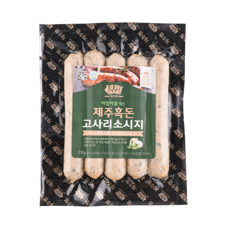 제주햄 아질산나트륨 무첨가 제주흑돼지 소시지 고사리, 250g, 10개 - 상품 이미지