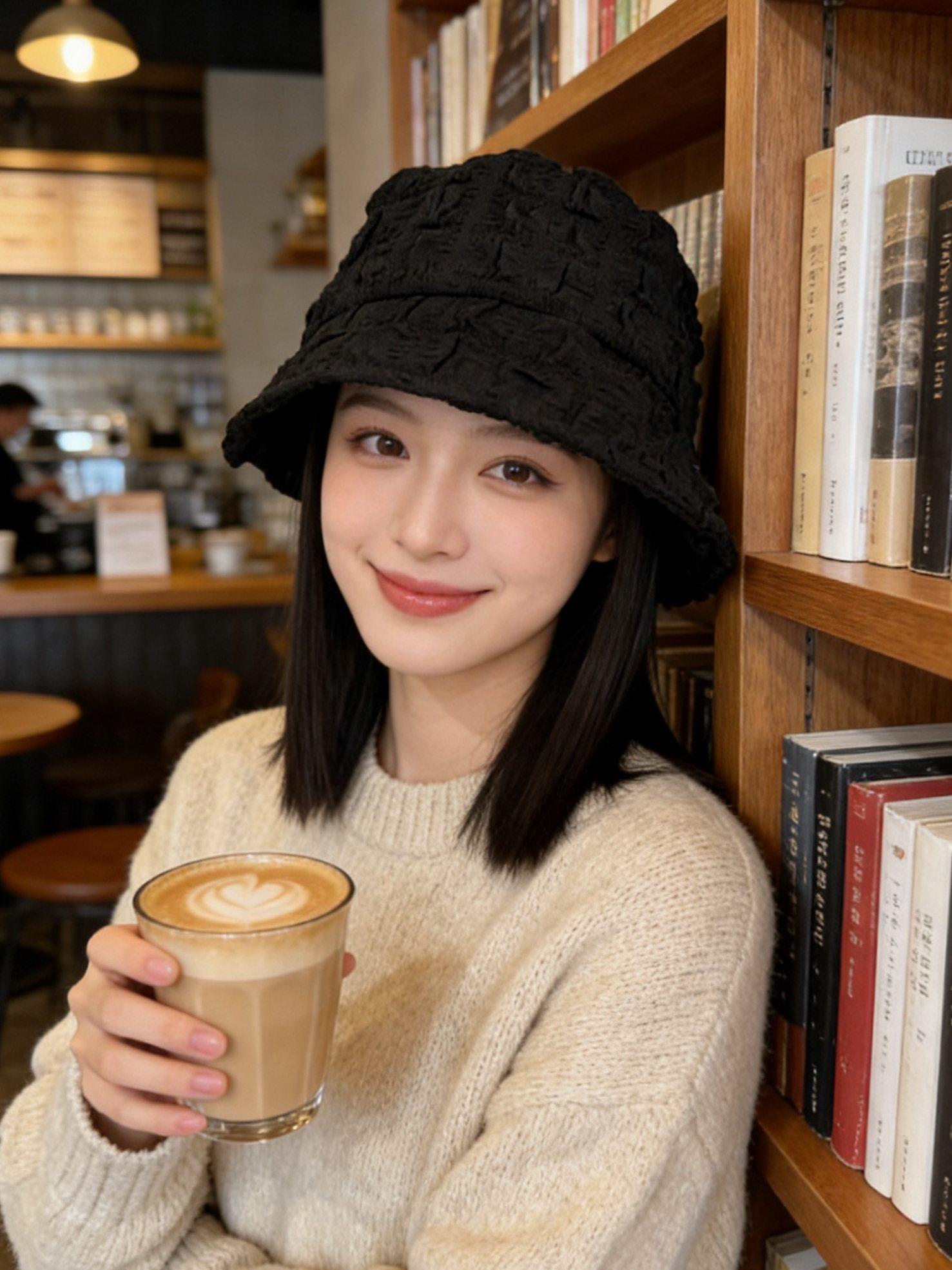 가발달린모자 여성용 분리형 항암가발 항암모자 블랙+쿨브라운 프렌치 롤+헤어 네트 포함 - 상세 이미지 5