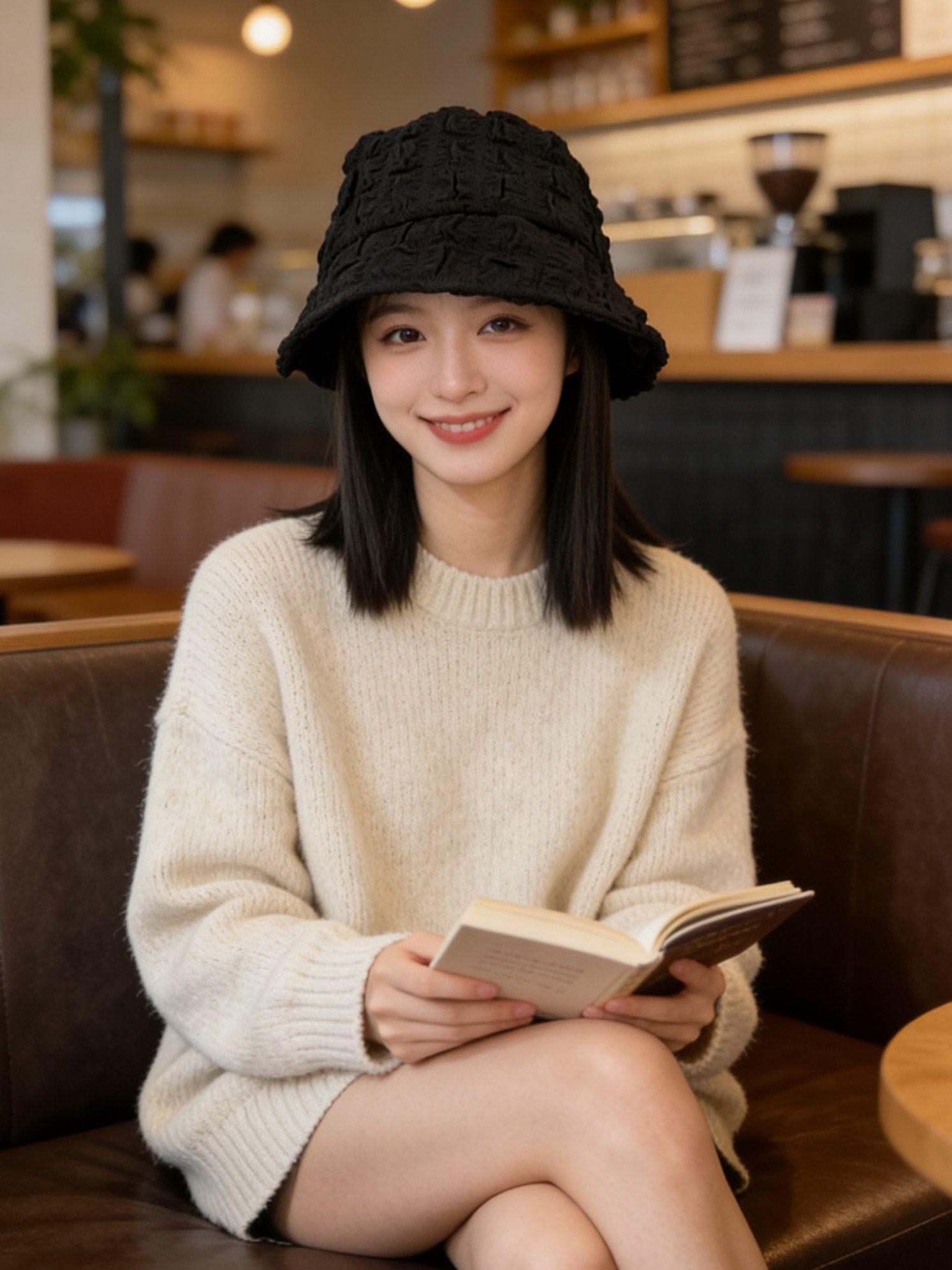 가발달린모자 여성용 분리형 항암가발 항암모자 블랙+쿨브라운 프렌치 롤+헤어 네트 포함 - 상세 이미지 3