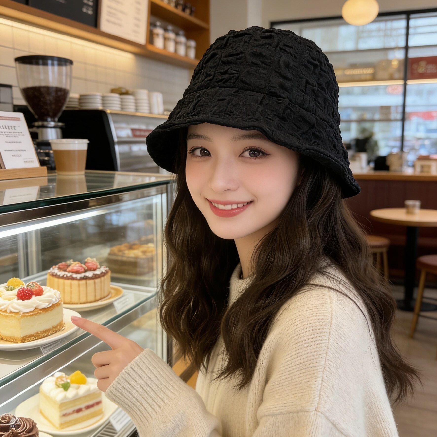 항암가발 가발달린모자 여성용 일체형 파마 펌 웨이브 블랙 캡 쿨브라운 워터 리플 - 상세 이미지 3