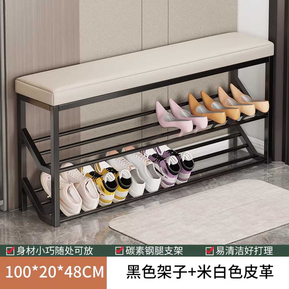 미니 벤치 신발장 슈벤치 슬림 신발장 의자 원룸 미니 100x20x48cm/블랙프레임+천조직 린넨 이미지 7