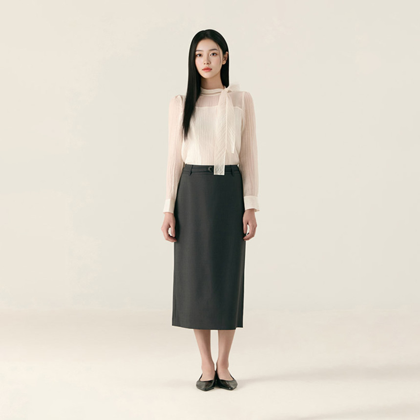 로엠 벨티드 H라인 롱 스커트 RMWHG24R11