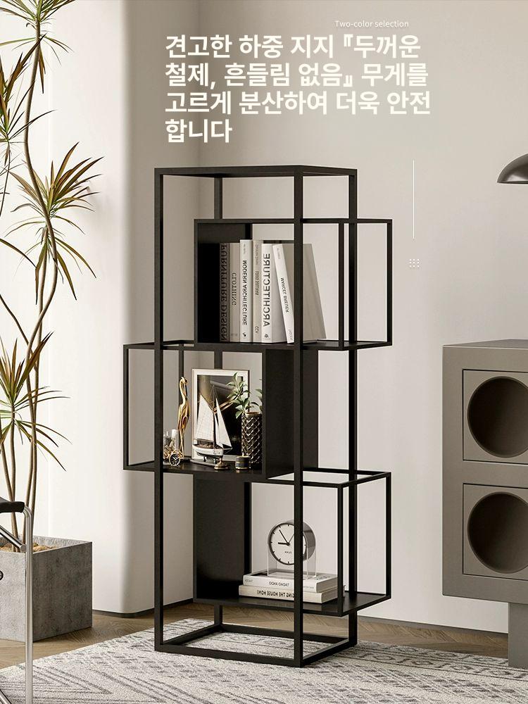 미드센츄리 책장 진열대 선반 책꽂이 거실 북타워 크림색(5 칸) - 상세 이미지 2